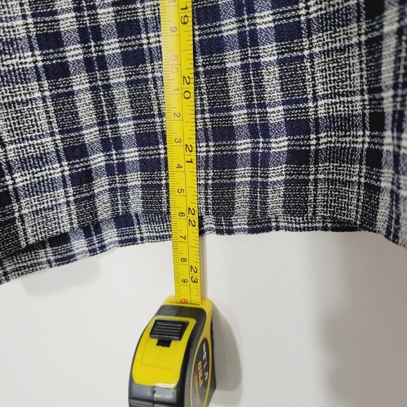 ⭐Tradition Navy Blue White Plaid High Waist Golf Shorts Oversized Preppy Pleated - Picture 9 of 13